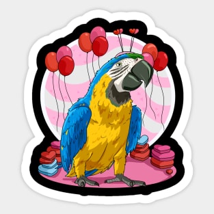 Blue and Yellow Macaw Valentines Day Parrot Bird Sticker